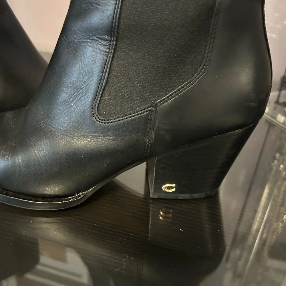 Coach Black and Tan Leather Boots - Picture 2 of 7